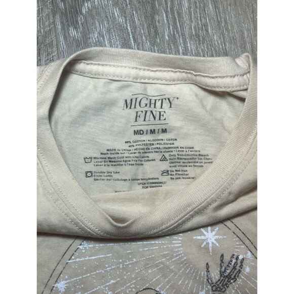 Mighty Fine Beige Skeleton Graphic Tee M Cotton/Poly Short Sleeve Casual T-Shirt - Picture 4 of 6
